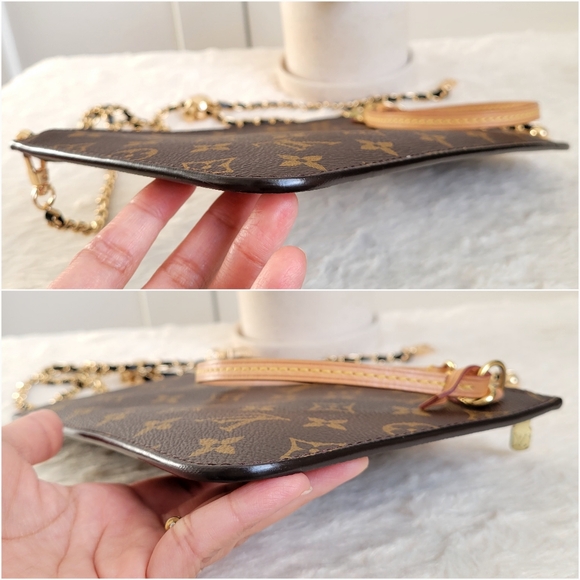 💕 LOUIS VUITTON Neverfull Monogram "PEONY" Mm/Gm Clutch/ Wristlet/Crossbody - Picture 13 of 16